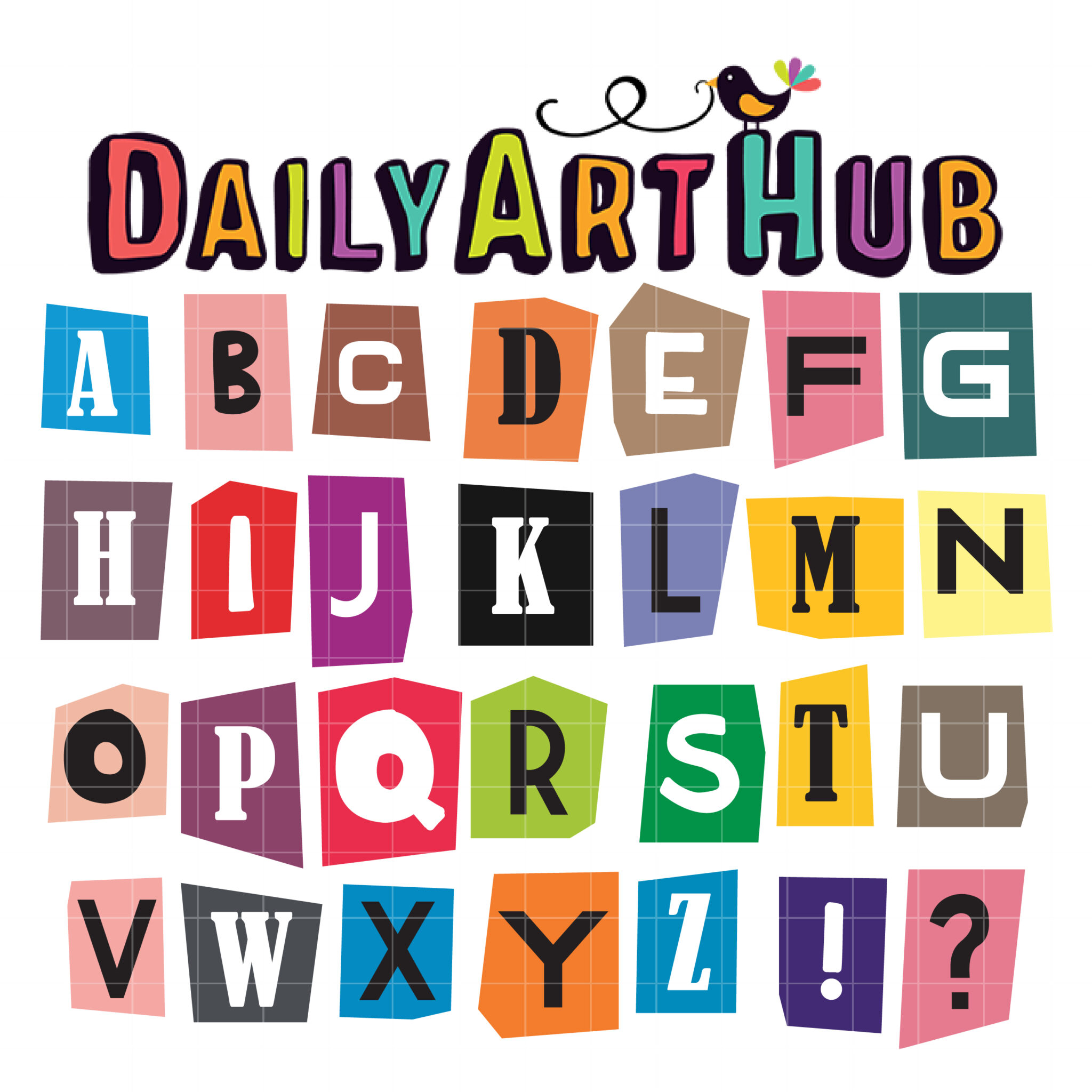Alphabet Stickers of Magazines Clip Art Set